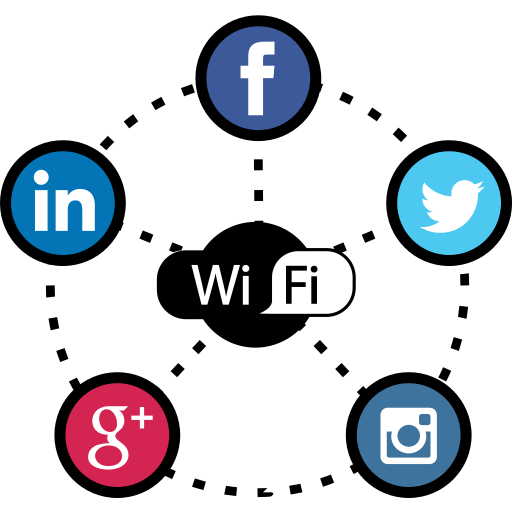 Facebook, hotspot, marketing, social, social media, twitter, wifi icon